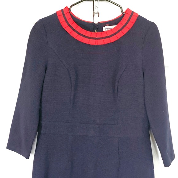 Boden NWT Polperro Ottoman Dress Navy Blue Red Sheath Pencil  8 Office Preppy - Picture 3 of 13